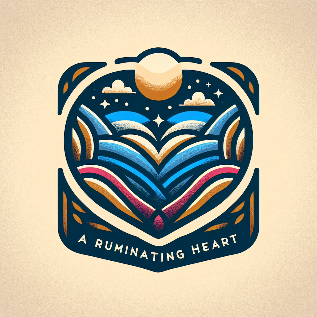 A logo for a life blog named "A Ruminating Heart" that captures the essence of hope and introspection, with a design that is heartfelt and reflective, evoking a sense of deep contemplation and optimism.